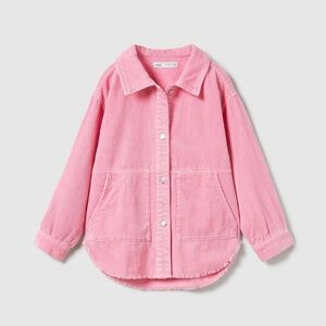 Zara Girls Pink Corduroy Button-Up Shacket 13/14yrs